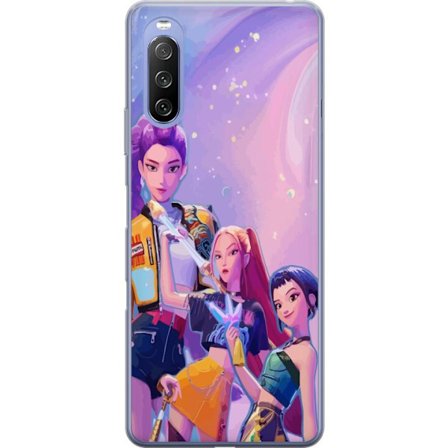 Kompatibelt Mobildeksel til Sony Xperia 10 III Lite Futuristiske popdamer i neonfarger med magiske detaljer mot en drømmeaktig galaksebakgrunn
