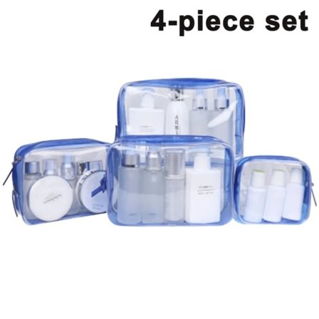 Gennemsigtig toilettaske 4-pak fly PVC kosmetik taske vandtæt kosmetik taske gennemsigtig rejsesæt toilettaske til mænd kvinder børn hjem