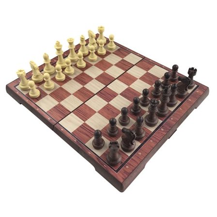 Sjakksett - Svarte/Hvite Brikker 31,5x27,2cm