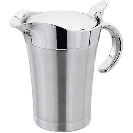 Kaksiseinäinen kastikekannu saranoidulla kannella, ihanteellinen ruostumattomasta teräksestä valmistettu kastikevene (750 ml)