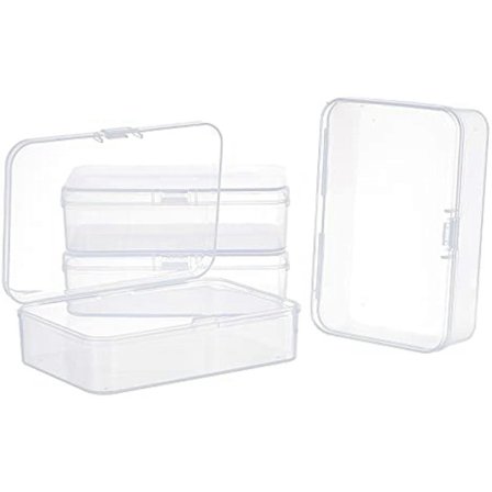 4-pak 12,5x8,5x4,5 cm Gennemsigtige Plastik Perle Opbevaringsbeholdere Æsker Små Rektangulære Plastik Organizer Opbevaringsæsker til Perler Smykker 