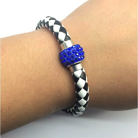 Läderarmband Magnet strass spänne armband