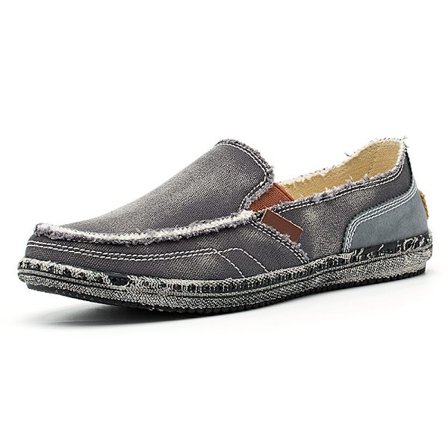 Herrar Casual Tyg Skor Canvas Slip On Loafers Fritid Vintage Platta Båtskor