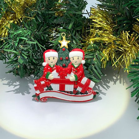 2024 Yksilöidyt joulukoristeet Mukautetut joulukuusen koristeet perheelle 2 henkilön nimellä 3D-joulukoristeet lahjat