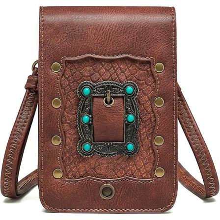 Dam Pu-läder Crossbody-väska utomhus en axel-myntväska Mobiltelefonväska (q)