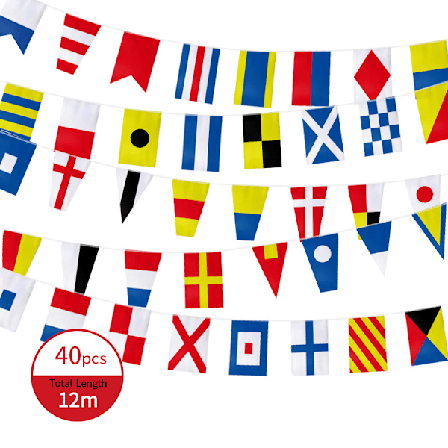 Valgfri Lengde 12m 40 Flagg Marine Skip Båt Fartøy Maritim Signalflaggstreng