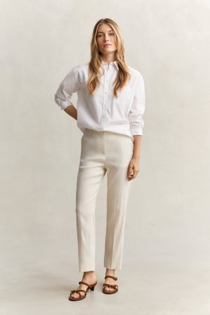 GANT Damen Formelle Stretch-Hose aus Leinen (38) Weiß