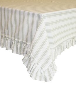 Bordsduk med ränder och volang Madicken Grön - Redlunds