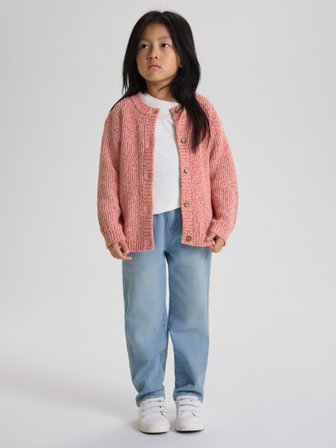 Strikkejakke - 86 - barneklær - orange - Polarn O. Pyret