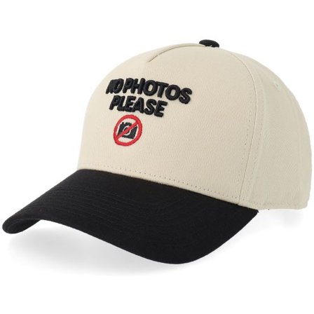 Iconic - Beige adjustable Keps - No Photos Please Stone/Black A-frame Adjustable @ Hatstore
