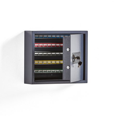 Schlüsselschrank BARKER mit 50 Haken, 340 x 400 x 120 mm, grau