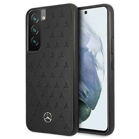 Mercedes Läder Stars Pattern Skal Galaxy S22 Plus - Svart