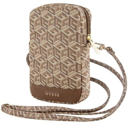 Guess Zip GCube Bottom Stripe mobiltaske - brun