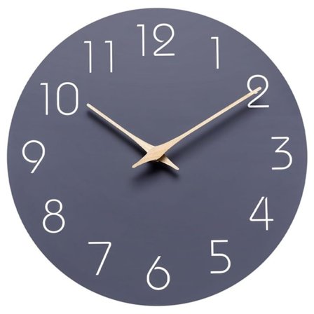 1 st väggklocka (grå), tyst icke tickande väggklocka i trä B