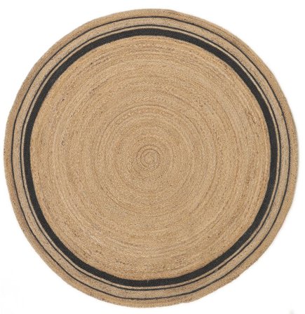 Indoor/Outdoor Rug Plain (Single Colored) Ditte Jute Black Round Small