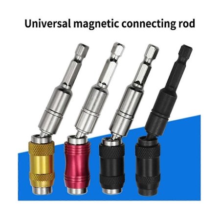 145MM Lang Magnetisk Ring Skruetrækker Bits Boremaskine Håndværktøj Bor Bit Forlængerstang Hurtig Skifte Holder Rød+Sort Sæt
