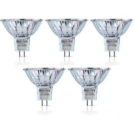 5-pack Philips 12V MR16 50W GU5.3 Halogenlampor 36D 4000 timmar Dimbar 58845100