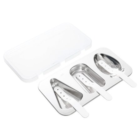 Isforme i rustfrit stål til børn, sæt med hjemmelavede isforme, genanvendelig ispindemaskine med låg og pinde