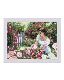 Stickpackung Bild Blumengarten