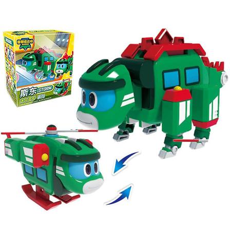 Nyaste Abs Min Deformation Gogo Dino Actionfigurer Rex Transformation Bil Flygplan Motorbåt Kran Dinosaurieleksaker för barn C With Box Storm