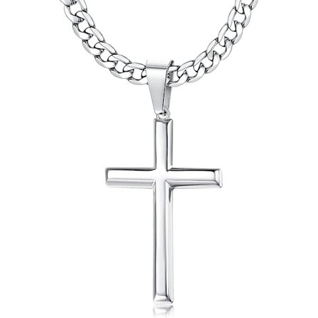 925 sterling silver korshängande halsband 5 mm diamantslipat kubansk kedja kors halsband 41/46/51/56/61/71/76 cm - spot sales