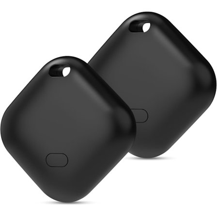 Nyckelfinnare, Plånboks Tracker Fungerar med Apple Hitta Min (endast iOS), Utbytbar Batteri, Vattenresistent, Bluetooth Objektfinnare (Svart, 2 Pack)