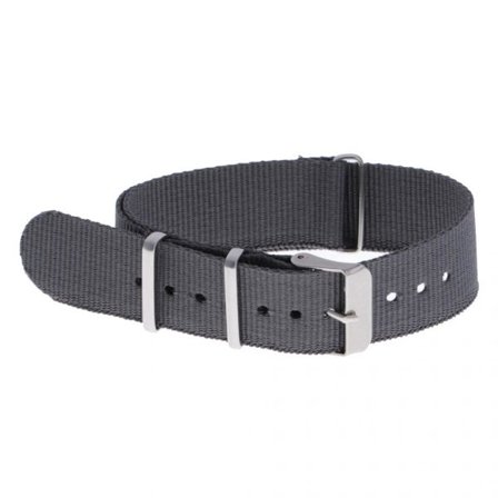 Vävd nylon Armband Rem Rostfritt stål Spänne Svart 22mm