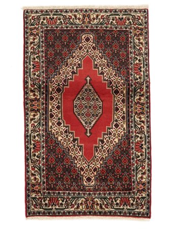 Orientalisk Senneh Matta 74X122 Svart/Mörkröd Ull, Persien/Iran