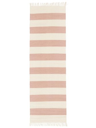 Cotton Stripe 80X250 Small Pink Runner Cotton Rug