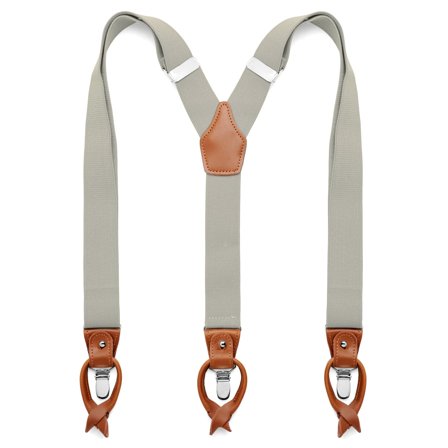 Brede Lysegrå Konvertible Seler til mænd - Seler m. Stropper til knapper