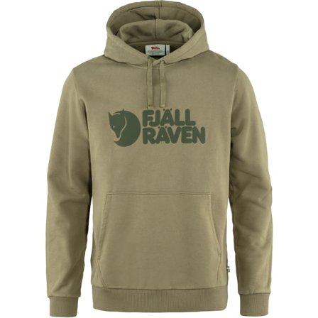 Fjällräven Men's Logo Hoodie in Light Olive | Size: Small, Organic Cotton