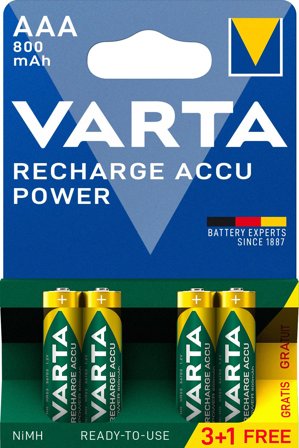 VARTA Recharge Charge Accu Power AAA 800mAh 4 Pack (3+1)