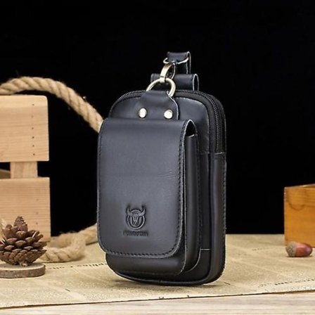 Bull Captain 028 Multifunktions nötkreatursläder Midjeväska Magnetspänne Mobiltelefon Bältesväska