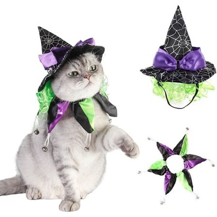 Kattespind-kappe til kæledyr - Sjove forvandlingskostumer - Justerbar kappe - Rollespil - Hovedbeklædning - Sjov hovedbeklædning til killinger