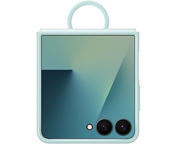 Samsung Galaxy Flip7 Ring Case (Silicone) Light Green - Mykt silikondeksel med ring til Samsung Galaxy Z Flip6