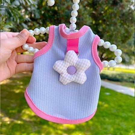 Ny forårs- og sommerkollektion af vaffel-kæledyrsveste til små til mellemstore hunde, inklusive outfits til Teddy- og Bichon-racer.