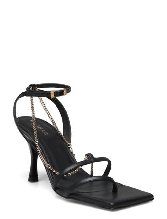 Straps Chain Sandal Med Hæl Svart ALOHAS*Betinget Tilbud