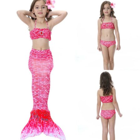 3 stk Kid Jenter Mermaid Tail Bikini Sett Holiday Badetøy Badedrakt