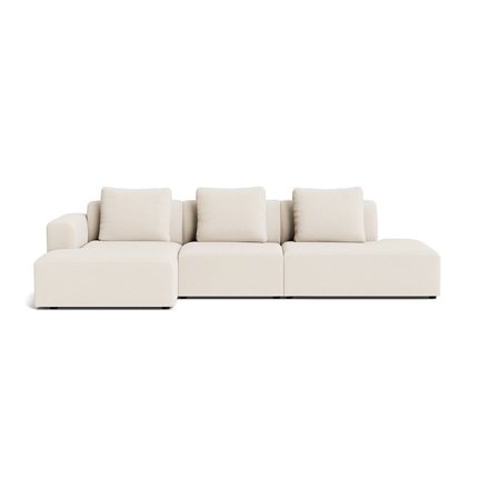 Como Chaiselong Sofa, Venstrevendt, Loop Creme, Håndlavet, Inkl. Rygpuder, 308x155x83cm - Open End - Sofa, Chaiselong