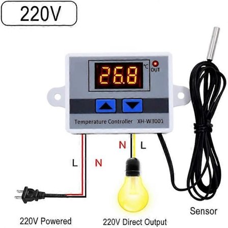 220 Digitaalinen LED-lämpötilansäädinmoduuli, XH-W3001 termostaattikytkin vedenpitävällä anturilla, ohjelmoitava lämmitystermostaatti [DB]