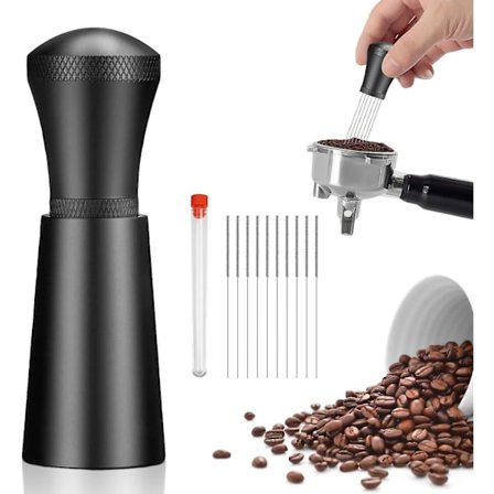 Espresso-nål Kaffedistributör och Tampersats med Stativ