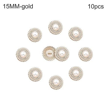 10 stk Metall Rhinestone Perleknapper Skjorteknapper GULL gull 15MM10stk-10stk