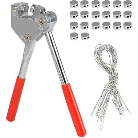 Tangtænger Forseglings Tangsæt Rød Blyforsegling 10mm Plastgreb (1x Forseglingskabeltang + 20 x Blyforseglinger + 20 x Forseglingswire)