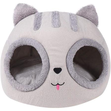 Kattekurv – myk og vaskbart teppe – kattehodeform – komfortabelt hundehus med myk, vaskbar seng 38*38*35cm