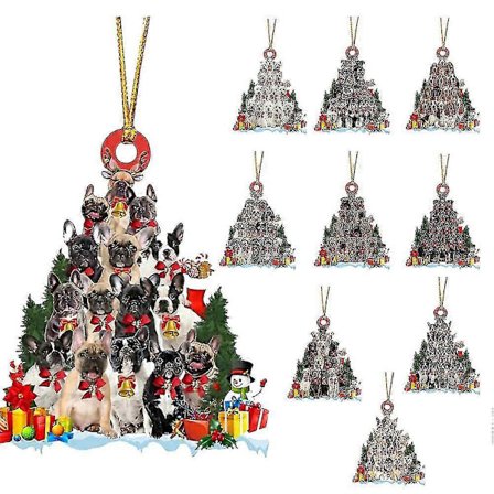 Julepynt i tre med hund for dekorative juletrær og gaver