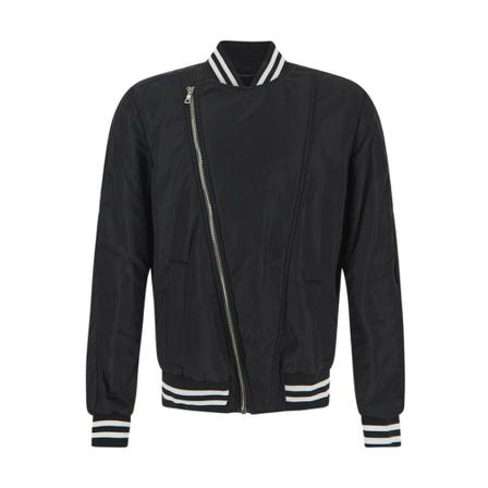 Balmain, Asymmetric Bomber Jacket Zwart, Heren, Maat:L