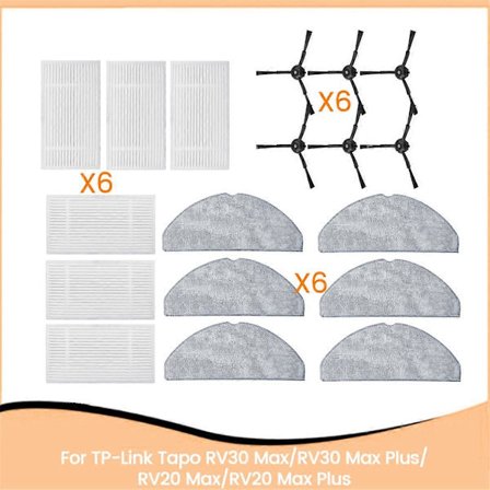 18 st delar för TP-Link Tapo RV30 Max/RV30 Max Plus/RV20 Max/RV20 Max Plus dammsugare, HEPA-filter