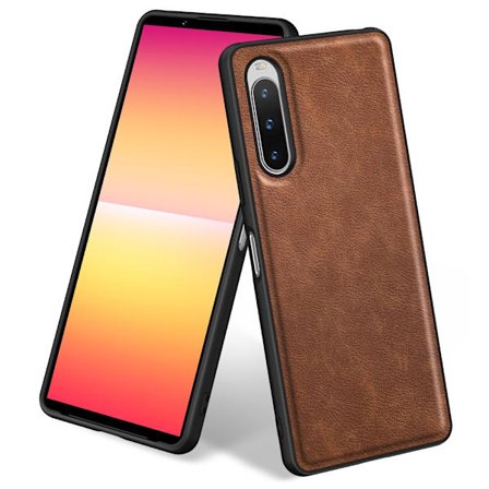 SKALO Sony Xperia 10 V PU-nahka Hybridi Suojakuori - Ruskea