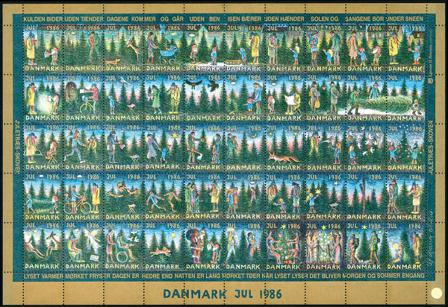 Danmark - Julemærkeark 1986 - Takket - Ufoldet