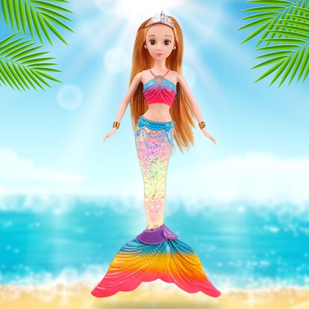 Et stykke (type E) farverig lys musik havfrue legetøj prinsesse dol